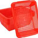 10 Pack Red Plastic Storage Baskets, 15.4 x 11.6 x 4.3 Inch Rectangular Plastic Baskets for Organizing, Classroom, Office, Shop, Home Restaurant