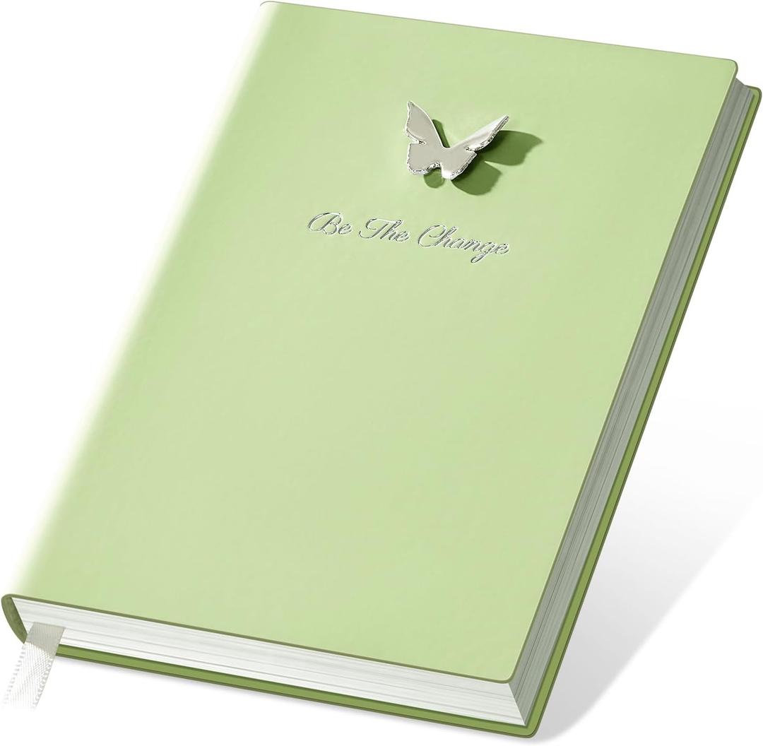Butterfly Journal for Girls Women Journals for Writing 256 Pages 100GSM Green A5 Notebook PU Leather Cute Diary, Teens Ages 8-12