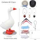 Desk Mini Goose Key Holder 7 inch with 4 set Outfits, Desktop Magnetic small Proch Goose Resin Statue, Cute Figurines Keychain Hanging, Table Decor for Home house Office Bedroom, Housewarming Gifts