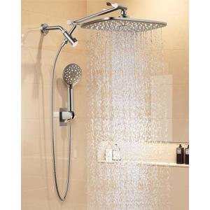 Veken 11.8" Brushed Nickel Rain Shower Head with Handheld, High Pressure Handheld Shower Heads with Multi Spray Modes,Rainfall Combo with 15" Metal Extension Arm,Detachable Dual Shower,Regaderas Para