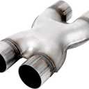A-KARCK Exhaust X Pipe Dual 2.5" Inlet, 12" Long Dual 2.5" Outlet Stainless Steel X Pipe for Smoother Exhaust (Wide-edge)