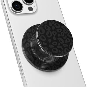 Svanove Magnetic Phone Grip Compatible with Magsafe Phone Grip Holder, Collapsible Cheetah Print Mag Safe Cellphone Grips Kickstand, Cute Leopard Stand for iPhone Samsung Android, Black