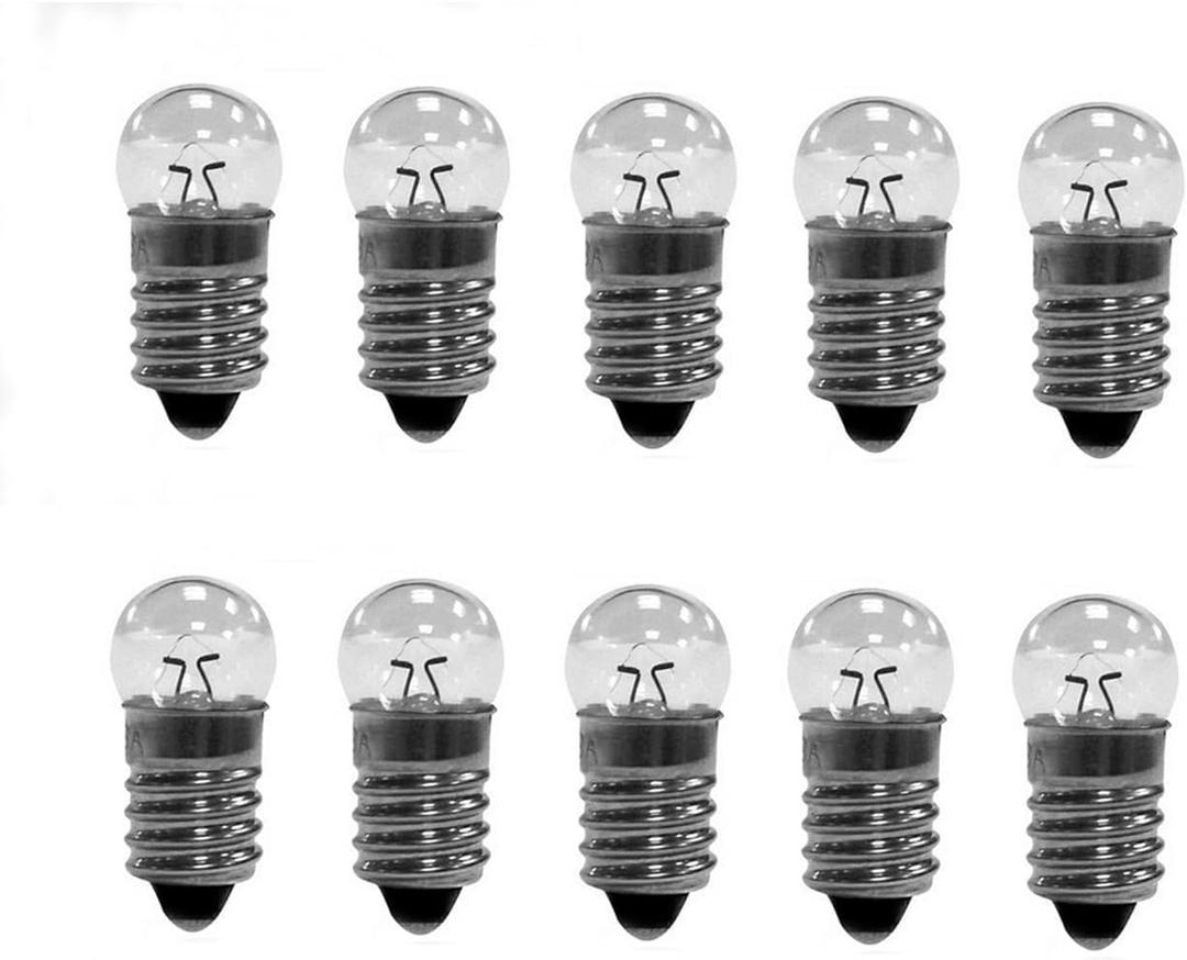 10pcs E10 Mini Light Bulbs 0.3A Physical Electrical Experiment Screw Base Indicator Light Incandescent Bulb Old-Fashioned Flashlight Lamp (4.8V 0.3A)