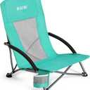 G4Free Beach Chair Folding Portable Beach Backpack Camping Chair for Adults with Mesh Back (Lowback-lake Blue)
