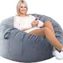 Bean Bag Chairs, Memory Foam Stuffing Bean Bag Chair for Adults/Teens/Kids, Velvet Lazy Sofa Furniture with Removable High-Rebound Memory Foam for Living Room Bedroom College Dorm (M (36x36x23 In), Grey)