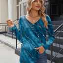 Zeagoo Womens Tops Long Sleeve Shirts Business Casual Floral Blouse Loose Fit V Neck Basic Tees Elegant Fall Outfit
