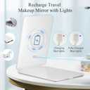 FUNTOUCH Rechargeable Travel Makeup Mirror with 72 Led Lights, Portable Lighted Beauty Mirror, 3 Color Lighting, Dimmable Touch Screen, Tabletop LED Folding Cosmetic Vanity Mirror (White)