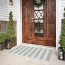 LEEVAN Outdoor Porch Rug 24"x51", Washable Front Door Mat, Spring Plaid Welcome Mat Outside Entrance, Blue and White Striped Outdoor Entryway Rug, Farmhouse Buffalo Porch Layered Doormats Entry