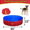 Foldable Pet Pool, Puppy Small Medium Large Dogs Pool, Non-Slip Pet Bath Tub for Outdoor Backyard, Collapsible Dogs Swimming Pool for Dogs Cats and Kids 40" Red