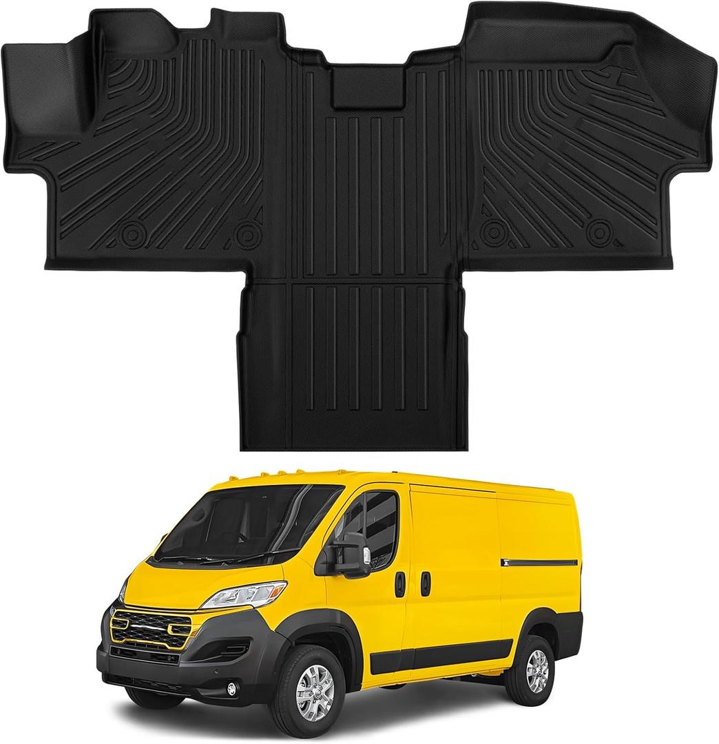 Floor Mats for Ram Promaster 1500/2500 /3500 2018-2025 All Weather Floor Mats for Ram Promaster Accessories 2025-2018 TPE Front Row Mat Black