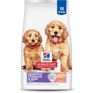 Hill's Science Diet Puppy Sensitive Stomach & Skin Dry Dog Food, Salmon & Brown Rice, 13 lb. Bag (EXP 10/01/27)