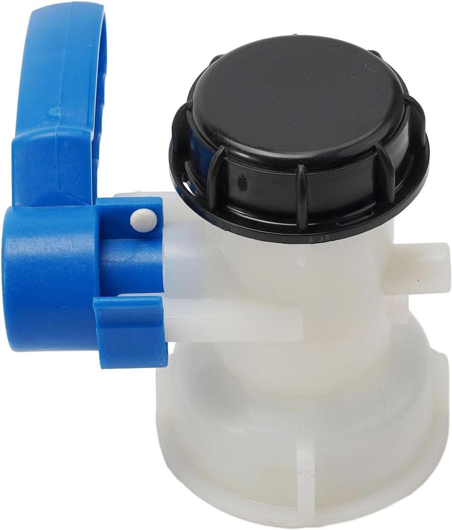 IBC Container Butterfly Valve 60mm Union S60x6 Coarse Thread Drain Valve for Water Storage Tank Blue Handle Black Cap