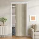 Jilron Accordion Door Curtain Set - 100% Blackout, with Curtain Rod Included, for Bedroom Privacy Protection (Beige-53 W x 78" L+Rod)