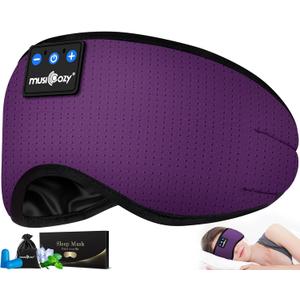 MUSICOZY Sleep Headphones Bluetooth 5.4 Headband Headphones Super Soft & Breathable, Wireless Sleeping Eye Mask Earbuds Earphones for Side Sleepers Mom Women Cool Tech Gadgets Gifts (Purple)