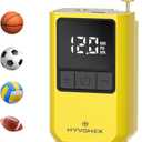 Ball Pump for Sports Balls, Portable Electric Basketball Pump Ultra Fast Inflation, with Digital LED Display Air Pump for Balls, Preset Pressure with Ball Needle for Soccer, Volleyball (Yellow)