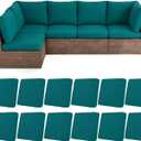 HEBE Stretch Patio Cushion Covers Set 12pcs,Waterproof Outdoor Couch Covers Replacement,Washable Reusable Seat Cushion Slipcovers for Patio Furniture Protector,Chair Cushion Cover