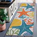 2' x 6' Washable Indoor Outdoor Runner Rug for Hallway, Kitchen, Outdoor, Stain Resistant, Easy Clean, Orange Coastal Runner Rug for Indoor, Patio, Deck, Porch, Kitchen, Hallway, Laundry Room