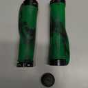 TOPCABIN Ergonomic Bike Grips - Widen Holding Rubber Grips with Aluminum LockGrips for Mountain & Road Bikes (Rubber Green, 1 Pair)