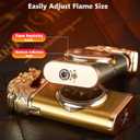 Torch Lighter, Magic Dual Flame Lighter Refillable Butane, Creative Adjustable Flame Windproof Lighter, Cool Jet Flame Butane Lighter for Men Women Friends Outdoor Candle (Without Butane) Black Dragon