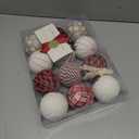 12PCS Burlap Christmas Ornaments, Rustic Jute Wrapped Balls 3.15", Snowflake Embroidered & Plaid Pattern Farmhouse Ornaments for Christmas Tree