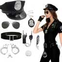 8pcs Police Costume Accessories Women Hat Handcuffs Sunglass Badge Cop Swat Cosplay