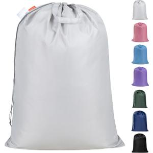 Polecasa 28 x 36 inches Extra Heavy Duty Large Laundry Bag with Sturdy Handles and Drawstring Closure, Storage Bag for Basket, College, Dorm, Travel, Silver