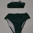 Pink Queen Women's Removable Strap Wrap Pad Cheeky High Waist Bikini Set Swimsuit, Color: 01 - Army Green, Small