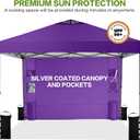 Tunbne 10'x10' Pop Up Canopy Tent with 1 Sidewall and 6 Pockets, One Push Setup, Instant Shade Tent with Vented Roof for Beach Patio Outdoor, Case, 8 Stakes, 4 Ropes, 4 Sandbags (Purple, 10x10)