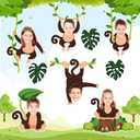 90 PCS Monkey Cutouts Monkey Paper DIY Photo Picture Crafts with 200 PCS Glue Points Jungle Animal Bulletin Board Decorations for Kids Classroom Birthday Jungle Theme Party Decor