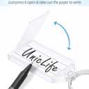 Uniclife 2 Inch Tough Plastic Key Tags White Item Identifiers with Blank Paper Labels Transparent Covers and Split Rings