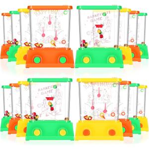 Zhanmai Pack of 16 Handheld Water Game Arcade Water Ring Game for Beach Toys Party Favor Fish Rings Fun Game for Basketball Fun Gifts for Men Retro Pastime, Without Water (Size Simple, Orange, Green, Yellow, Simple)
