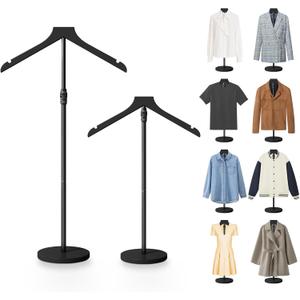 2 Pack Mannequin Torso, 30 to 41 Inch Height Adjustable Shirt Display Stand for Vendors Shop Graduation Party, Stable Ease Assembly Dress Form Clothes Garment Rack, Jacket Coat Hanger Stand, Black