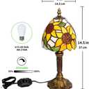 BMXKPO Tiffany Style Table Lamp,Sunflower Stained Glass Lamp,6 Inch Small Antique Bedside Lamp, for Bedroom Living Room Home,Included Dimmable LED Bulb 8W