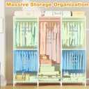 ULIFHOME E14C Heavy Duty Closet Organizer SystemFreestanding Clothing Racks for Hanging ClothesAdjustable Garment Rack 58" W 16" D 77" H Hold 860 lbsWhite Rack with White Cover