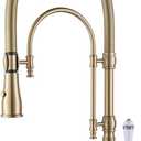KunMai Kitchen Faucets Brushed Gold Kitchen Sink Faucet with Pull Down Sprayer High Arc Dual-Mode Kitchen Faucet