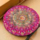 Mandala Meditation Cushion, Boho Meditation Mat, Meditation Pillows for Sitting on Floor, Cushions for Sitting in Home and Outdoor, Round Floor Pillows Cushion Seating for Yoga Accessories 22'' X 22''