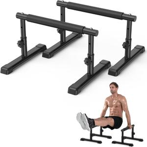 IMAYCC Push Up Bar, Adjustable 7.5" and 10.6" High Parallettes Bars & Dip Bar With Full-Cover Foam Grips, No Wobbling Calisthenics Equipment For Handstand, L-Sit, Gymnastics, Strength Training Home Gym