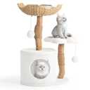 Modern Cat Tree, Wood Cat Tree Tower for Large Cats, Luxury Cat Condo with Scratching Posts and Flower Platforms, Cat Furniture by Easyego(White)