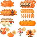 150PCS Fall Candy Holder Cards: Thanksgiving, Lollipop, Paper Cards, Decorations, Turkey, Autumn Maple Leaves Cutouts, Fall Party Supplies, Pumpkin Lollipop for Halloween Party Gift Supplies