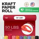 Red Kraft Paper Roll 36" x 1200" (100 feet) with Cutter - USA-Made