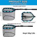 PLUSINNO Floating Fishing Net for Steelhead, Salmon, Fly, Kayak, Catfish, Bass, Trout Fishing, Rubber Coated Foldable Landing Net with Fixed or Telescoping Pole Handle, Fishing Gear and Gifts for Men