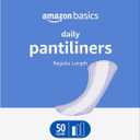 Amazon Basics Daily Pantiliner, Regular Length, Thin Absorbent Feminine Pads for Women, Unscented, 50 Count (Previously Solimo)