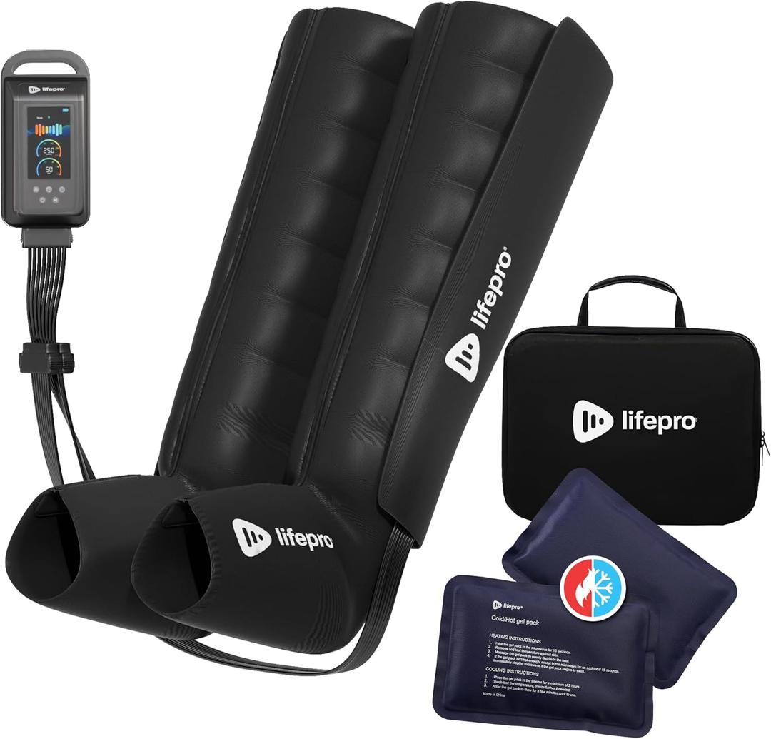 LifePro Air Compression Recovery System with Heat  8-Chamber Full Leg Massage for Calf, Thigh & Foot  Air Massage Wraps for Relaxation & Wellness  Gift for Mom or Dad.