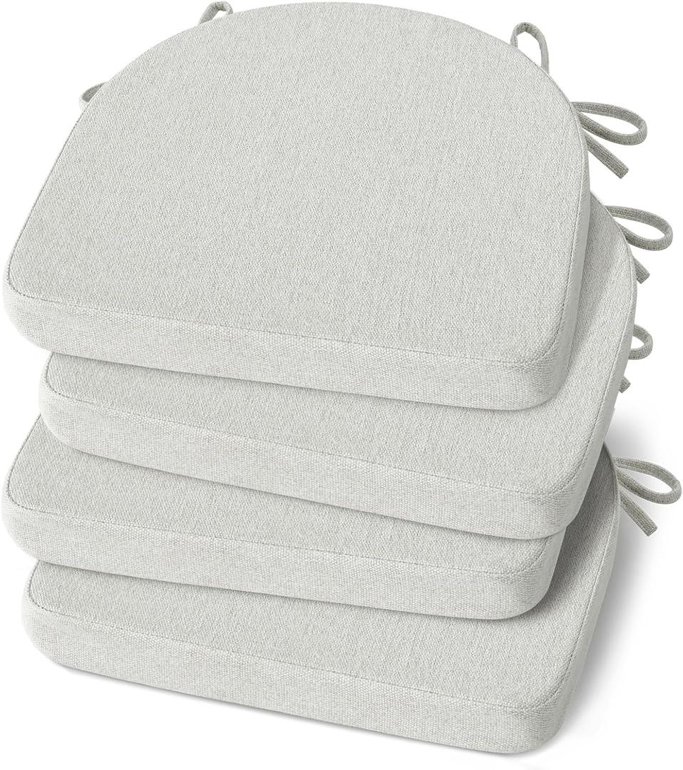 Shinnwa Kitchen Chair Cushions Set of 4, Non-Slip Dining Chair Cushions with Ties and Machine Washable Cover, 4 Pack, 17 x 16.5 x 2in, Off White