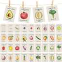 Eaasty 77 Pcs Locally Grown Baby Shower Decorations Pregnancy Milestone Cards Fruits and Vegetables Weekly Baby Size Milestone Cards Photo Props for Decor Pregnancy Announcement Photos
