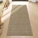 Collive Runners for Hallway, 2x5 Non Slip Kitchen Runner Rug Boho Laundry Room Rug Washable, Black/Natural Farmhouse Entryway Rug Hand-Woven Cotton Carpet for Bedroom Bathroom