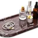Oval Marble Bathroom Vanity Tray, Natural Luxury Marble Home Kitchen Bathroom Table Tray, Stone Decorative Countertop Tray for Coffee Perfume Jewelry (Rosso Lepanto, 12" x 6" x 0.8")