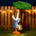 Goose Garden Statues Porch Goose Statue Holding Leaf with Solar Lantern Front Porch Yard Lawn Spring Outdoor Decorations Duck Easter Christmas Birthday Gifts for Mom Women