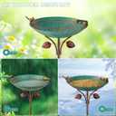 Metal Bird Baths for Outdoors, 39" H Birdbath with 13 Inch Bowl, Standing Bird Bath & Bird Feeder with Stake for Outside Garden Patio Yard Lawn Decor,Green