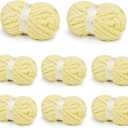 Chunky Yarn for Hand Knitting, Chunky Chenille Blanket Yarn for Crocheting, Bulky Soft Fluffy Chenille for Blanket Project, 8 Pack of 8oz/25yds, Butter Yellow